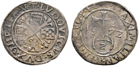 Württemberg. Ludwig 1568-1593. Halbbatzen zu 2 Kreuzer 1572 -Stuttgart-. Gruppe 3. KR 189.3, Ebner -.
sehr selten in dieser Erhaltung, feine Patina, v...