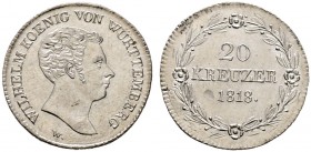 Württemberg. Wilhelm I. 1816-1864. 20 Kreuzer 1818. KR 54.1, AKS 88 Anm., J. 35.
kleine Schrötlingsfehler, prägefrisch