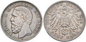 Silbermünzen des Kaiserreiches. BADEN. Friedrich I. 1852-1907. 5 Mark 1902 G. J. 29.
besserer Jahrgang, feine Patina, gutes sehr schön