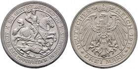 Silbermünzen des Kaiserreiches. PREUSSEN. 3 Mark 1915 A. Mansfelder Bergbau. J. 115.
minimale Randfehler, vorzüglich
