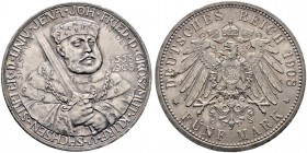 Silbermünzen des Kaiserreiches. SACHSEN-WEIMAR-EISENACH. 5 Mark 1908. Uni Jena. J. 161.
feine Patina, winzige Randunebenheiten, fast Stempelglanz