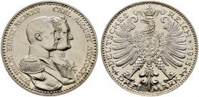 Silbermünzen des Kaiserreiches. SACHSEN-WEIMAR-EISENACH. 3 Mark 1915 A. Hundertjahrfeier des Großherzogtums. J. 163.
winzige Haarlinien, Polierte Plat...