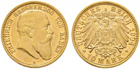 Reichsgoldmünzen. BADEN. 10 Mark 1904 G. J. 190.
vorzüglich-Stempelglanz