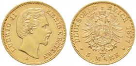 Reichsgoldmünzen. BAYERN. Ludwig II. 1864-1886. 5 Mark 1877 D. J. 195.
gutes vorzüglich