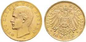 Reichsgoldmünzen. BAYERN. 10 Mark 1898 D. J. 199.
Prachtexemplar, fast Stempelglanz