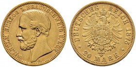 Reichsgoldmünzen. BRAUNSCHWEIG. Wilhelm 1831-1884. 20 Mark 1875 A. J. 203.
selten, sehr schön-vorzüglich