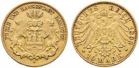 Reichsgoldmünzen. HAMBURG. 10 Mark 1893 J. J. 211.
sehr schön