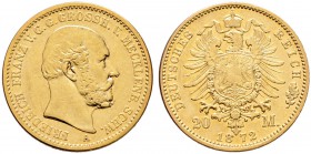 Reichsgoldmünzen. MECKLENBURG-SCHWERIN. Friedrich Franz II. 1842-1883. 20 Mark 1872 A. J. 230.
selten, gutes sehr schön