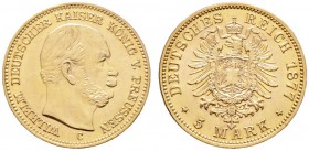 Reichsgoldmünzen. PREUSSEN. 5 Mark 1877 C. J. 244.
gutes vorzüglich