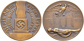Weimarer Republik. Drittes Reich. Bronzemedaille 1933 von Mayer und Wilhelm, auf den 10. Jahrestag des Hitlerputsches (sogen. Bürgerbräu-Putsch) in Mü...