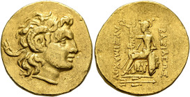 KINGS OF THRACE. Lysimachos, 305-281 BC. Stater (Gold, 22 mm, 8.35 g, 12 h), Byzantion, circa 100-96. Diademed head of Alexander the Great to right wi...