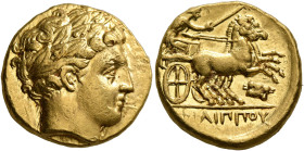 KINGS OF MACEDON. Philip II, 359-336 BC. Stater (Gold, 18 mm, 8.61 g, 10 h), Amphipolis, struck under Philip II or Alexander III, circa 340/36-328 BC....