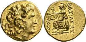 KINGS OF PONTOS. Mithradates VI Eupator, circa 120-63 BC. Stater (Gold, 19 mm, 8.24 g, 12 h), First Mithradatic War issue, in the name and types of Ly...