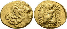 KINGS OF PONTOS. Mithradates VI Eupator, circa 120-63 BC. Stater (Gold, 19 mm, 8.25 g, 12 h), First Mithradatic War issue, in the name and types of Ly...