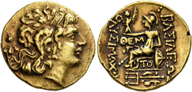 KINGS OF PONTOS. Mithradates VI Eupator, circa 120-63 BC. Stater (Gold, 19 mm, 8.35 g, 1 h), First Mithradatic War issue, in the name and types of Lys...