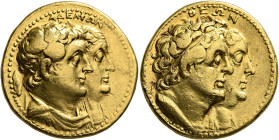 PTOLEMAIC KINGS OF EGYPT. Ptolemy II Philadelphos, 285-246 BC. Mnaieion or Oktadrachm (Gold, 28 mm, 27.69 g, 12 h), Alexandria, circa 272-261/0. AΔEΛΦ...