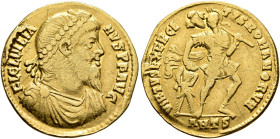 Julian II, 360-363. Solidus (Gold, 21 mm, 4.07 g, 11 h), Antiochia, 361-363. FL CL IVLIA-NVS P F AVG Pearl-diademed, draped and cuirassed bust of Juli...