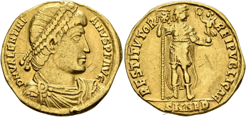 Valentinian I, 364-375. Solidus (Gold, 20 mm, 3.88 g, 6 h), Mediolanum, 364. D N...
