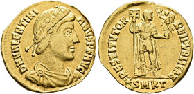 Valentinian I, 364-375. Solidus (Gold, 20 mm, 3.91 g, 6 h), Cyzicus, 364-367. D N VALENTINI-ANVS P F AVG Rosette-diademed, draped and cuirassed bust o...