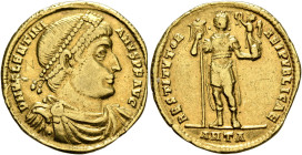 Valentinian I, 364-375. Solidus (Gold, 21 mm, 4.24 g, 5 h), Antiochia, end of 366-367. D N VALENTINIANVS P F AVG Rosette-diademed, draped and cuirasse...