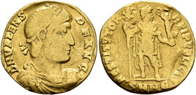 Valens, 364-378. Solidus (Gold, 19 mm, 3.64 g, 6 h), Nicomedia, 364. D N VALENS P F AVG Pearl-diademed, draped and cuirassed bust of Valens to right. ...