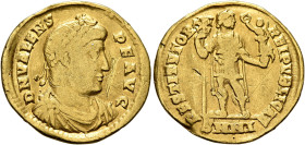 Valens, 364-378. Solidus (Gold, 21 mm, 4.15 g, 6 h), Nicomedia, 364. D N VALENS P F AVG Pearl-diademed, draped and cuirassed bust of Valens to right. ...