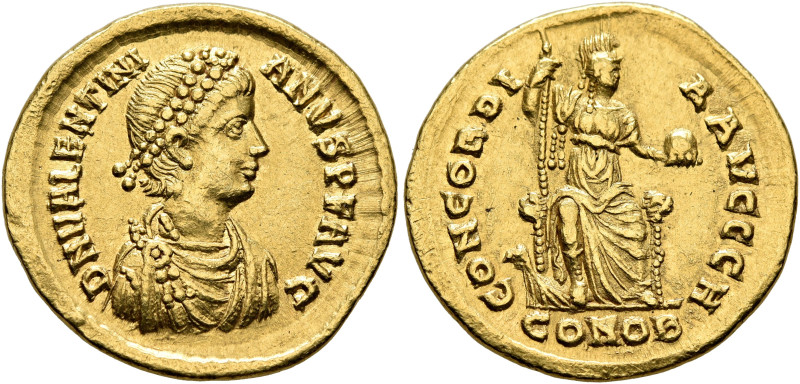 Valentinian II, 375-392. Solidus (Gold, 21 mm, 4.45 g, 6 h), Constantinopolis, 3...