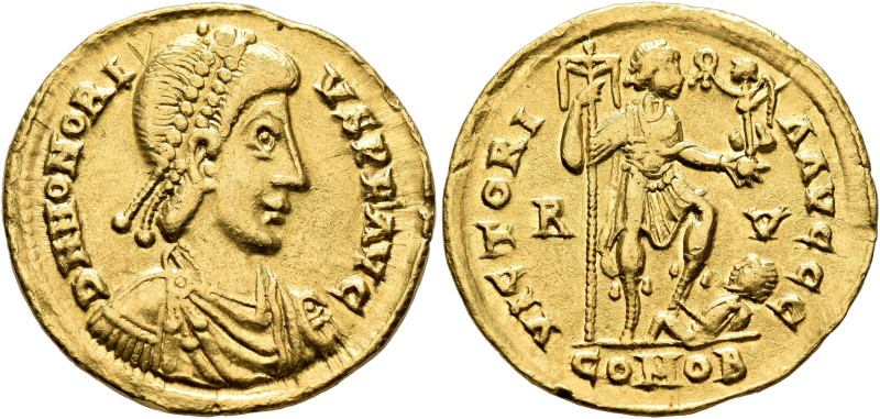 Honorius, 393-423. Solidus (Gold, 21 mm, 4.48 g, 6 h), Ravenna, 402-406. D N HON...