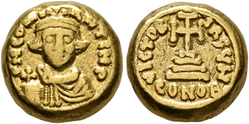 Constans II, 641-668. Solidus (Gold, 10 mm, 4.48 g, 6 h), Carthage, 641-647. D N...