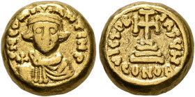 Constans II, 641-668. Solidus (Gold, 10 mm, 4.48 g, 6 h), Carthage, 641-647. D N CONSTANTIN P Bust of Constans II facing, beadless, wearing crown and ...