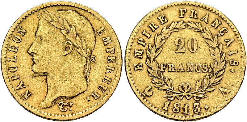 FRANCE, Premier Empire. Napoléon I, 1804-1814, 1815. 20 Francs 1813 A (Gold, 21 ...