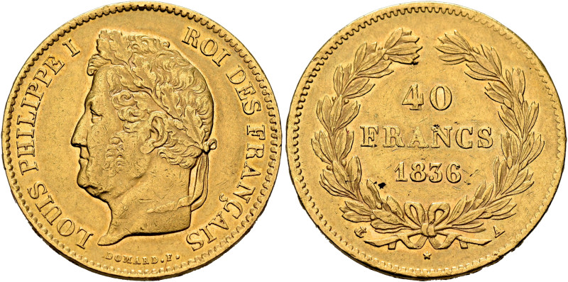 FRANCE, Royal (Restored). Louis Philippe, 1830-1848. 40 Francs 1836 A (Gold, 26 ...