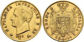 ITALY. Regno d'Italia (Napoleonic). 1805-1814. 40 Lire 1814 M (Gold, 26 mm, 12.86 g, 6 h), Milano (Milan). NAPOLEONE IMPERATORE E RE / 1814 Bare head ...
