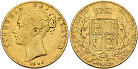 BRITISH, Hanover. Victoria, 1837-1901. Sovereign 1842 (Gold, 22 mm, 7.88 g, 6 h), London. VICTORIA DEI GRATIA / 1842 Bare head of Victoria to left, ha...