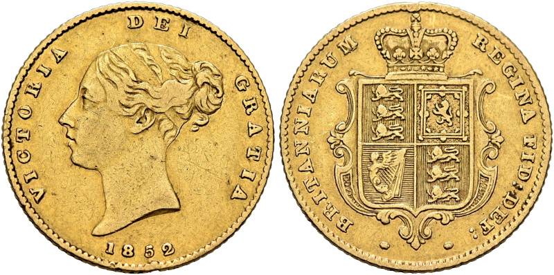 BRITISH, Hanover. Victoria, 1837-1901. Half Sovereign 1852 (Gold, 19 mm, 3.94 g,...