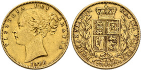 BRITISH, Hanover. Victoria, 1837-1901. Sovereign 1866 (Gold, 22 mm, 7.96 g, 6 h), die number 25, London. VICTORIA DEI GRATIA / 1866 Bare head of Victo...
