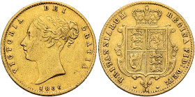 BRITISH, Hanover. Victoria, 1837-1901. Half Sovereign 1866 (Gold, 19 mm, 3.94 g, 7 h), die number 19, London. VICTORIA DEI GRATIA / 1866 Bare head of ...
