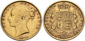 BRITISH, Hanover. Victoria, 1837-1901. Sovereign 1872 (Gold, 22 mm, 7.94 g, 7 h), die number 35, London. VICTORIA DEI GRATIA / 1872 Bare head of Victo...
