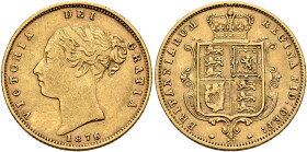 BRITISH, Hanover. Victoria, 1837-1901. Half Sovereign 1876 (Gold, 19 mm, 3.96 g, 6 h), die number 57, London. VICTORIA DEI GRATIA / 1876 Bare head of ...