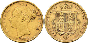 BRITISH, Hanover. Victoria, 1837-1901. Half Sovereign 1885 (Gold, 19 mm, 3.97 g, 6 h), London. VICTORIA DEI GRATIA / 1885 Bare head of Victoria to lef...