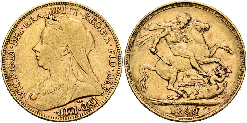 BRITISH, Hanover. Victoria, 1837-1901. Sovereign 1899 (Gold, 22 mm, 7.94 g, 12 h...