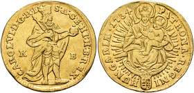 AUSTRIA. Holy Roman Empire. Karl VI, Emperor, 1711-1740. Dukat 1734 KB (Gold, 23 mm, 3.40 g, 12 h), Kremnitz. CAROL:VI:D:G:R:I:S:A:G:HI:H:B:REX• Karl ...