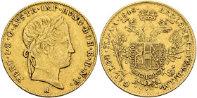AUSTRIA. Kaisertum Österreich. Ferdinand I, 1835-1848. Dukat 1848 A (Gold, 20 mm, 3.47 g, 12 h), Wien (Vienna). FERD•I•D•G•AVSTR•IMP•HVNG•BOH•R•H•N•V•...
