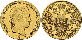 AUSTRIA. Kaisertum Österreich. Ferdinand I, 1835-1848. Dukat 1848 A (Gold, 20 mm, 3.46 g, 12 h), Wien (Vienna). FERD•I•D•G•AVSTR•IMP•HVNG•BOH•R•H•N•V•...