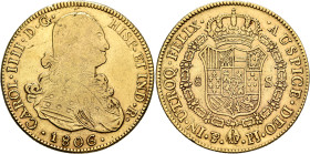 BOLIVIA, Colonial (as Alto Perú). Carlos IV, king of Spain, 1788-1808. 8 Escudos 1806 PTS IJ (Gold, 37 mm, 26.90 g, 12 h), Potosi. CAROL•IIII•D•G• - H...