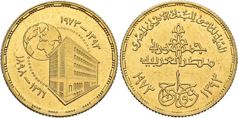 EGYPT. Republic. Anwar Sadat, President, 1970-1979. Pound AH 1393 = AD 1973 (Gol...