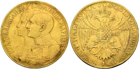 YUGOSLAVIA. Kraljevina (Kingdom). Aleksandar I Karađorđević, 1921/9-1934. 4 Dukata 1931 (Gold, 40 mm, 13.96 g, 12 h), Beograd (Belgrade). KPAЉ AЛEKCAN...
