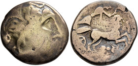 NORTHWEST GAUL. Aulerci Diablintes. Late 2nd to mid 1st century BC. Stater (Electrum, 20 mm, 6.63 g, 1 h), 'à l'aigriette au décor cloisonné' type. Ce...