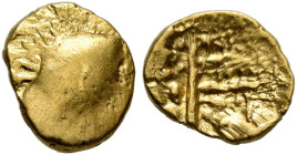 CENTRAL EUROPE. Boii. 1st century BC. 1/24 Stater (Gold, 6 mm, 0.31 g), latest Athena-Alkis-series. Flat irregular bulge. Rev. Irregular design with d...