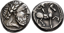 CARPATHIAN REGION. Uncertain tribe. Circa 3rd century BC. Tetradrachm (Silver, 22 mm, 13.25 g, 8 h), "Π"-type, imitating Philip II of Macedon. Celtici...